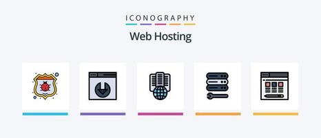 Web Hosting Line Filled 5 Icon Pack Including server download . document . search. web. Creative Icons Design vector