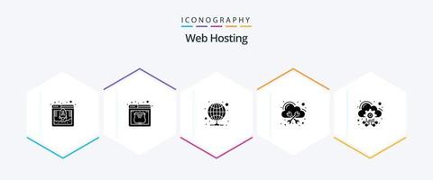 Web Hosting 25 Glyph icon pack including hosting. cloud. hosting. management. database vector