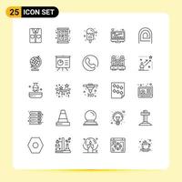 Universal Icon Symbols Group of 25 Modern Lines of finger monitoring winter monitor summer Editable Vector Design Elements