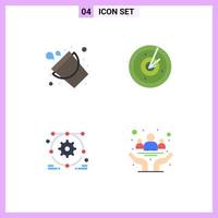 Pack of 4 creative Flat Icons of bucket web design tool signaling awareness Editable Vector Design Elements