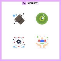 Pack of 4 creative Flat Icons of bucket web design tool signaling awareness Editable Vector Design Elements