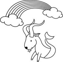 Cute mythical zodiac sign animal Capricorn coloring page vector