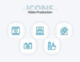 diseño de icono de paquete de icono azul de producción de video 5. celebridad. actor. maquillaje. aplicación de vídeo vector