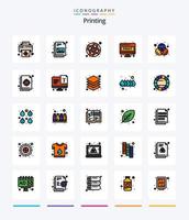 Creative Printing 25 Line FIlled icon pack  Such As design. screen page. color palette. print. doc vector