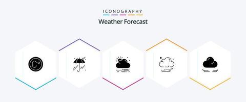 paquete de iconos de 25 glifos meteorológicos que incluye . . clima. creciente. viento vector