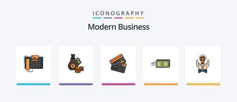 la línea de negocios moderna llenó un paquete de 5 íconos que incluye comunicación. administración. negocio. liderazgo. negocio. diseño de iconos creativos vector