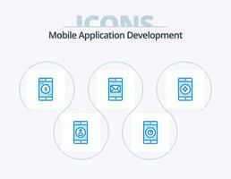 Mobile Application Development Blue Icon Pack 5 Icon Design. mobile. mail. application. mobile application. application vector