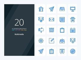 20 Multimedia Blue Color icon for presentation vector