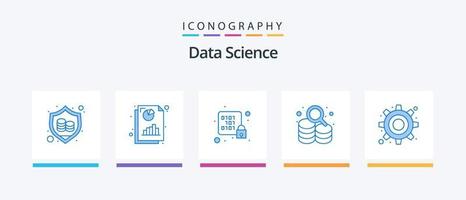Data Science Blue 5 Icon Pack Including cogwheel. recovery. database. drive. server. Creative Icons Design vector
