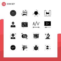 Pictogram Set of 16 Simple Solid Glyphs of success man biology river harbor Editable Vector Design Elements