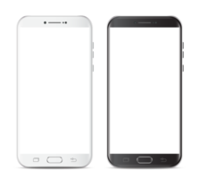 moderno realistico nero e bianca smartphone. smartphone con isolato. png