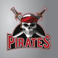 logotipo de la mascota de los piratas del cráneo vector