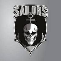 logotipo de ancla de calavera de marinero vector