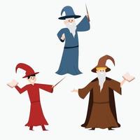 Wizard Character Imagination with Magic Wand vector