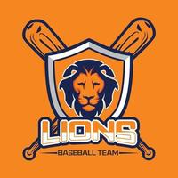 lion baseball team logo vector template