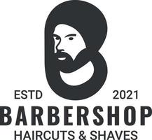 el logo es una combinación de las letras b y caballero. apto para barberia vector