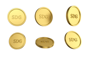 3d illustratie reeks van goud sudanees pond munt in verschillend engelen png