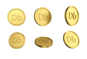 3d illustration uppsättning av guld sao till mig och principe dobra mynt i annorlunda änglar png