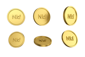 3d illustration Set of gold Eritrean nakfa coin in different angels png