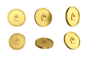 3d illustration Set of gold Georgian lari coin in different angels png