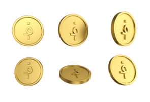 3d illustration uppsättning av guld afghanska afghanska mynt i annorlunda änglar png