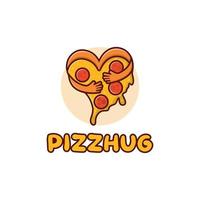 me encanta la pizza y el logo del abrazo vector