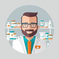 pharmacist person working in a drugstore vector