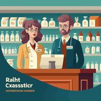 pharmacist working in a drugstore and spaces for tex vector