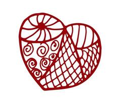 Doodle Heart with Swirls. Vector Illustration. Design element for valentine's day, love, thanks day.