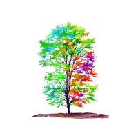 Watercolor Woodland Country Tree vector