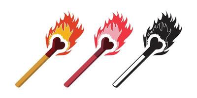 Flaming Heart Match Stick Vector Design, Match Stick Doodle Can Be Use For Sticker, Merchandise or Apparel