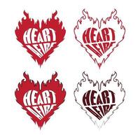 Heart Afire Typography With Flaming Heart Vector Design for Sticker, Tattoo and Merchandise Needs