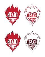 Heart Afire Typography With Flaming Heart Vector Design for Sticker, Tattoo and Merchandise Needs