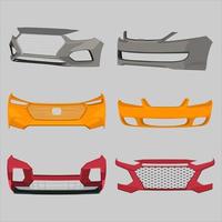 Concept collection of Sedan Car Bumpers, Vehicle Front End protecting components Vector 3d design