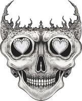 Art fancy surreal skull. Hand drawing and make graphic vector. vector