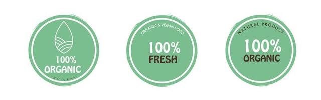 organic food fresh from nature stamp label sticker in food packaging vector isolated graphic