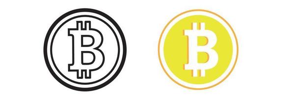 iconos de bitcoin vectoriales de diseño plano, signos de moneda criptográfica moderna aislados en fondo blanco. vector