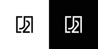 unique and modern J2 letter logo design 6 vector