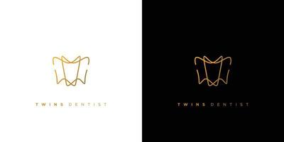 Unique and modern twins teeth logo design 3 vector