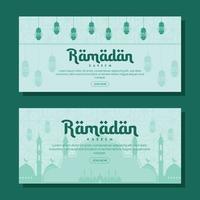 ilustración de banner horizontal de ramadán en diseño plano vector