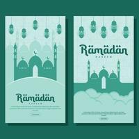 ilustración de banner vertical de ramadán en diseño plano vector