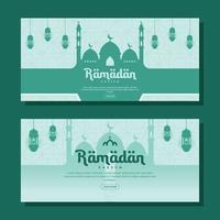 ilustración de banner horizontal de ramadán en diseño plano vector