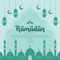 ilustración de banner de ramadán en diseño plano vector