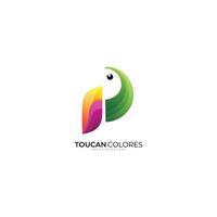 toucan color template logo illustration icon vector