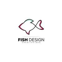 fish line design logo template color illustration vector