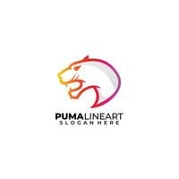 plantilla de diseño de color degradado de logotipo de arte lineal de puma vector