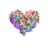 fleur coeur clipart, coeur floral, coeur png