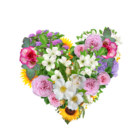 flor corazón clipart, corazón floral, corazón png