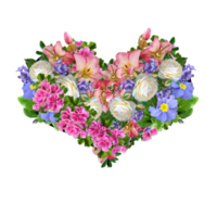 clipart de coração de flor, coração floral, coração png