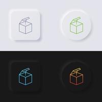 conjunto de iconos de caja, diseño de interfaz de usuario suave de botón de neumorfismo multicolor para diseño web, interfaz de usuario de aplicación y más, conjunto de iconos, botón, vector. vector